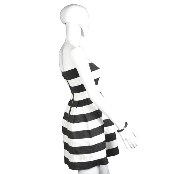 Doe & Rae Black and White Stripe Mini Halter Dress - Size S - Picture 4 of 8